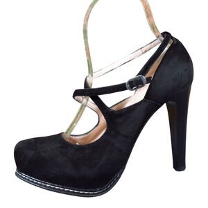 Gastone Lucioli Women Heel Size 36 Evening Formal Black Suede Platform Pump